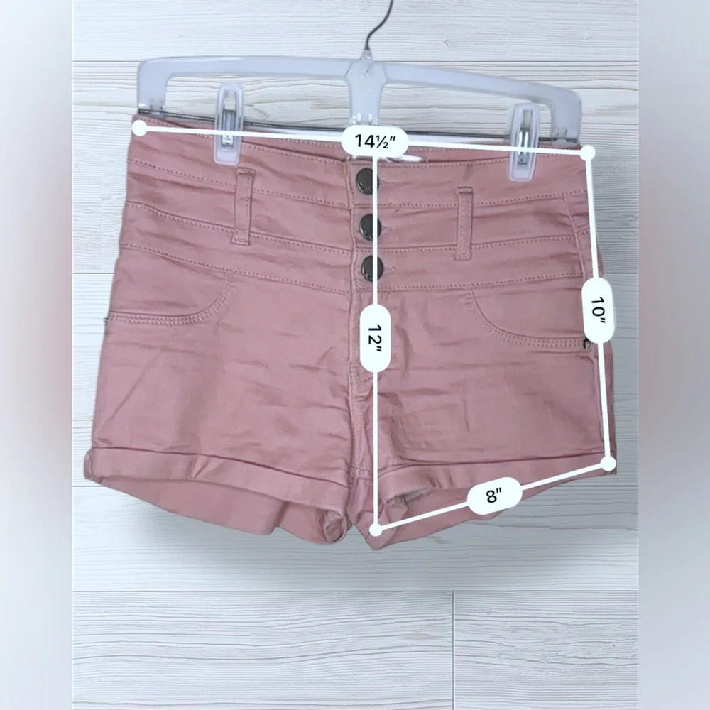 NO BOUNDARIES Women’s Rose Pink High Rise Denim Shorts